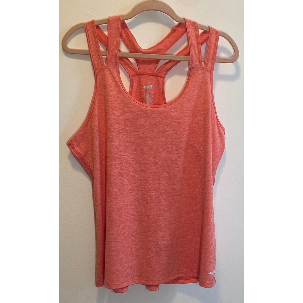 Avia Womens Coral Heathered Multi Strap Racerback Activewear Tank Top XL RH2W257